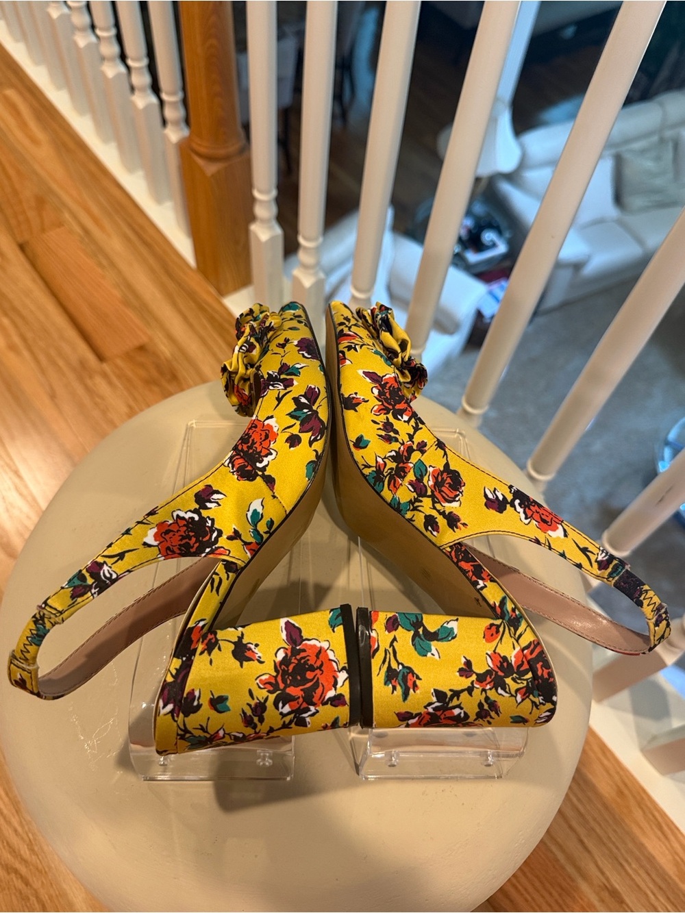 Betsey Johnson "Nettie" Yellow Floral Slingback Block Heels – Size 8 - Picture 8 of 13